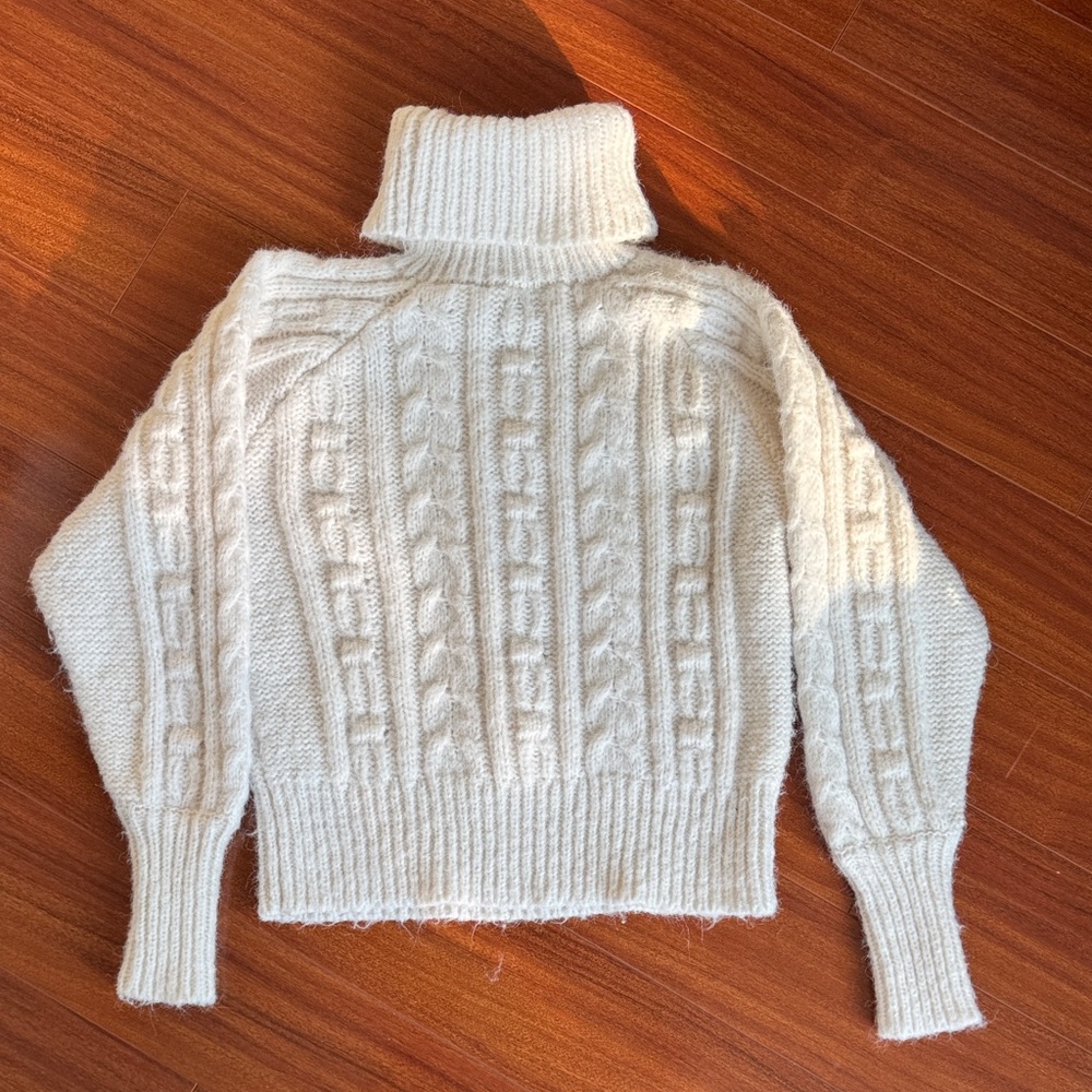 a new day Cream Cable Knit Turtleneck Sweater